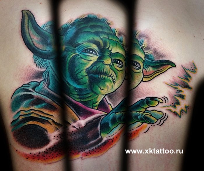 Татуировки Yoda - The Master в стиле Ньюскул, Цветная Плечо / Каталог тату-салонови мастеров